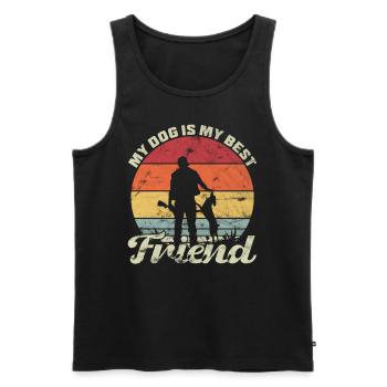 My Dog is My Best Friend Hunting Dog - Men's Premium Organic Tank Top - black - Front - AI Model Male 178 light (178cm)