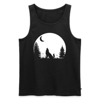 Wolf Wald Wildnis Natur Mond Geschenk - Männer Premium Bio Tank Top - Schwarz - Vorne - AI Model Male 178 light (178cm)