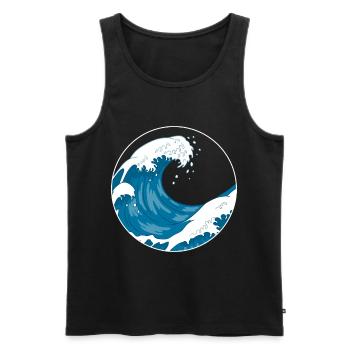 The Great Wave Before Kanagawa Hokusai Gift - Men's Premium Organic Tank Top - black - Front - AI Model Male 178 light (178cm)