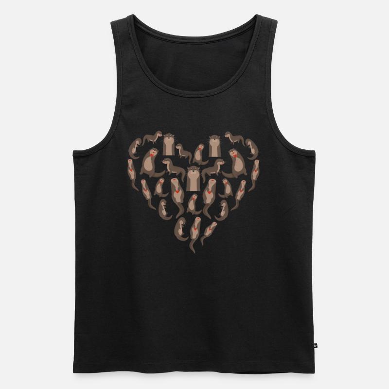 Otter Herz Geschenk - Männer Premium Bio Tank Top - Schwarz