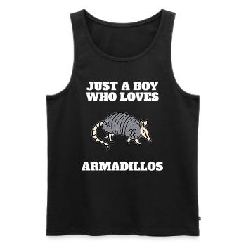 Juste un garçon qui aime les armadillons - Débardeur bio Premium Homme - noir - Devant - AI Model Male 178 light (178cm)