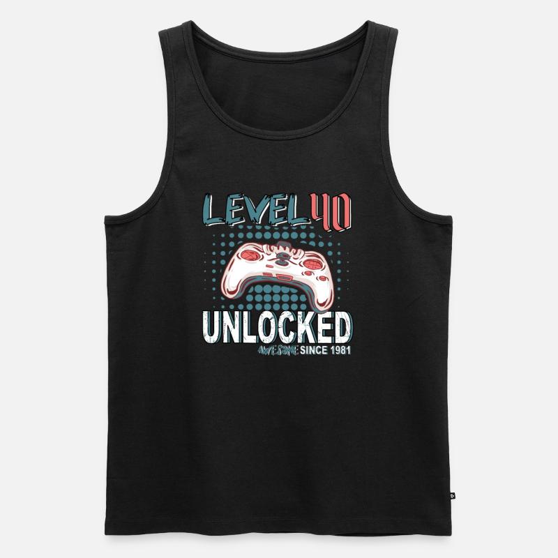 Gamer Controller Level 40 Unlocked - Männer Premium Bio Tank Top - Schwarz