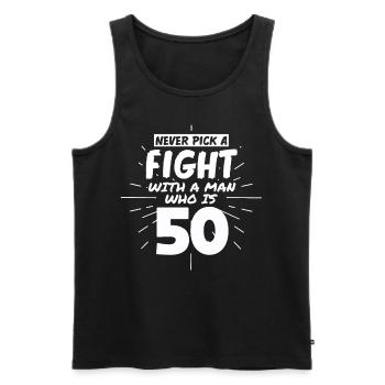 50.anniversaire hommes 50 ans homme - Débardeur bio Premium Homme - noir - Devant - AI Model Male 178 light (178cm)