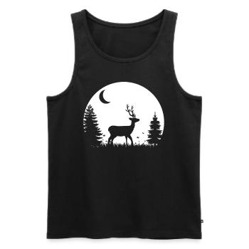 Hirsch Wald Wildnis Natur Geschenk Mond - Männer Premium Bio Tank Top - Schwarz - Vorne - AI Model Male 178 light (178cm)
