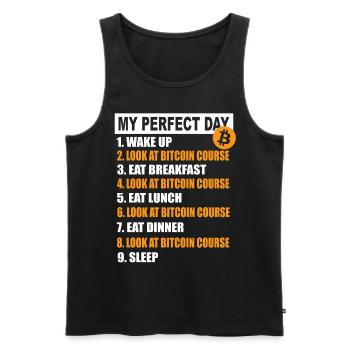 My Perfect Day Bitcoin - crypto-monnaie plan journalier - Débardeur bio Premium Homme - noir - Devant - AI Model Male 178 light (178cm)