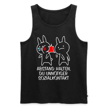 Abstand halten Du Unnötiger Sozialkontakt - Hasen - Männer Premium Bio Tank Top - Schwarz - Vorne - Michal (187cm)