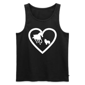 coeur cheval chien équitation amour amour - Débardeur bio Premium Homme - noir - Devant - Michal (187cm)