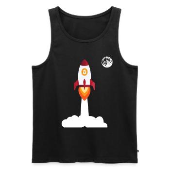 Bitcoin fusée Lune - crypto-monnaie Bitcoins - Débardeur bio Premium Homme - noir - Devant - AI Model Male 178 light (178cm)