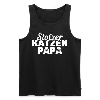 Stolzer Katzen Papa Katze Geschenk - Männer Premium Bio Tank Top - Schwarz - Vorne - Michal (187cm)