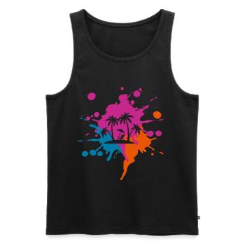 Vacances Taches colorées - Débardeur bio Premium Homme - noir - Devant - Michal (187cm)