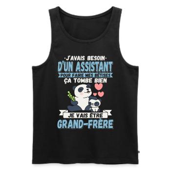 Bientôt Grand-Frère Cadeau - Débardeur bio Premium Homme - noir - Devant - Michal (187cm)
