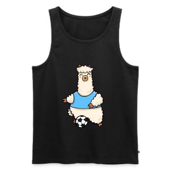 Fußball Lama Alpaka - Männer Premium Bio Tank Top - Schwarz - Vorne - Michal (187cm)