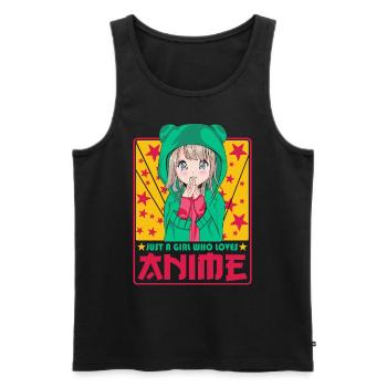 Cute Anime Woman -Kawaii Otaku Manga Anime - Men's Premium Organic Tank Top - black - Front - Michal (187cm)