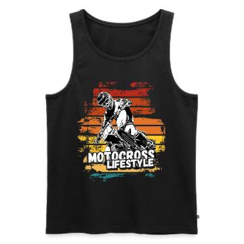 Motocross Design Enduro / Gift Idea / MX Retro - Men's Premium Organic Tank Top - black - Front - AI Model Male 178 light (178cm)