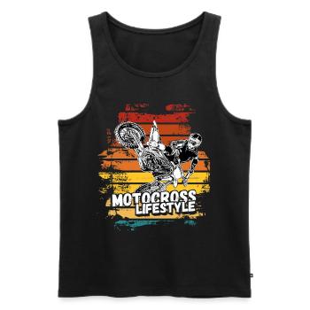 Motocross Design Enduro / Gift Idea / MX Retro - Men's Premium Organic Tank Top - black - Front - AI Model Male 178 light (178cm)