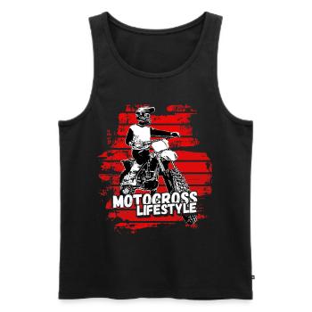 Motocross Design Enduro / Gift Idea / MX Retro - Men's Premium Organic Tank Top - black - Front - AI Model Male 178 light (178cm)