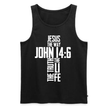 La religion de la religion de la Bible chrétienne - Débardeur bio Premium Homme - noir - Devant - Michal (187cm)