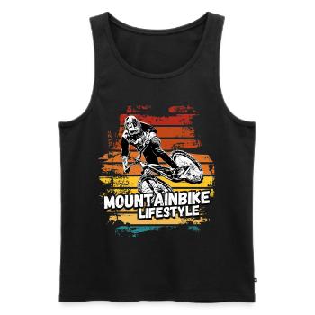Mountain Biker / MTB Downhill Fahrrad geschenk - Männer Premium Bio Tank Top - Schwarz - Vorne - AI Model Male 178 light (178cm)