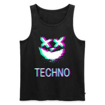Techno Rave Festival Synth Party Emma Glitch - Débardeur bio Premium Homme - noir - Devant - AI Model Male 178 light (178cm)