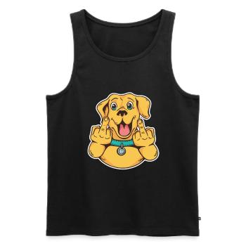 Hundeliebhaber Hund Hunde Mittelfinger Fuck You - Männer Premium Bio Tank Top - Schwarz - Vorne - Michal (187cm)