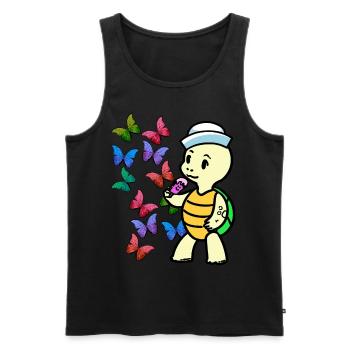 Baby Schildkröte Sommerzeit Schmetterlinge Eis - Männer Premium Bio Tank Top - Schwarz - Vorne - Michal (187cm)