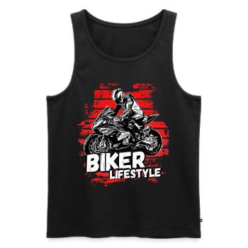 Motorcycle Lifestyle / Motorrad / Motorräder biker - Männer Premium Bio Tank Top - Schwarz - Vorne - Michal (187cm)