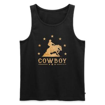 Western Équitation Reining Cavalier Cadeau Amour des chevaux - Débardeur bio Premium Homme - noir - Devant - AI Model Male 178 light (178cm)