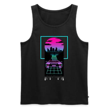 Synthwave Design pour Couples Amour - Débardeur bio Premium Homme - noir - Devant - Michal (187cm)