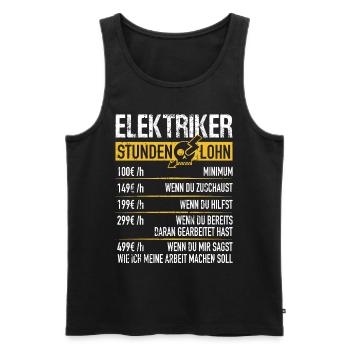 Electrician Hourly Wage - Electrician Gift Idea - Men's Premium Organic Tank Top - black - Front - AI Model Male 178 light (178cm)