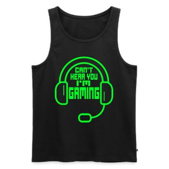 Gaming Headset Nerd - CAN'T HEAR YOU I'M GAMING - Männer Premium Bio Tank Top - Schwarz - Vorne - AI Model Male 178 light (178cm)