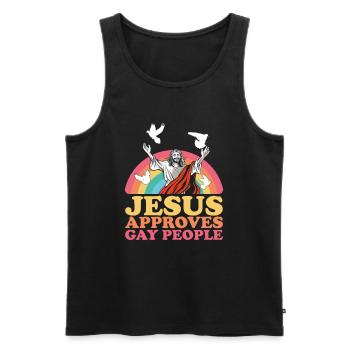 Christian Homosexuell Pride Jesus - Männer Premium Bio Tank Top - Schwarz - Vorne - Michal (187cm)