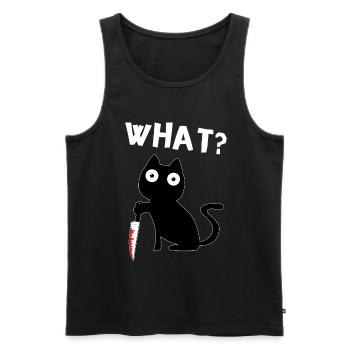 Black Murderous Cat What? Meme Cat with Knife - Men's Premium Organic Tank Top - black - Front - Michal (187cm)