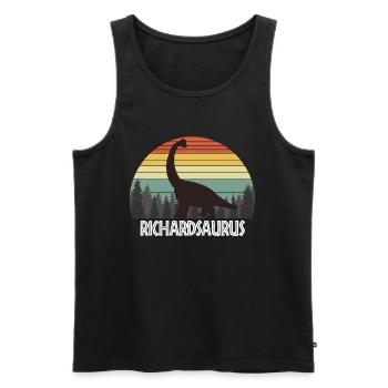 RICHARDSAURUS RICHARD SAURUS RICHARD DINOSAUR - Débardeur bio Premium Homme - noir - Devant - AI Model Male 178 light (178cm)