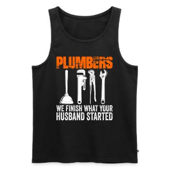 Plumber Plumbing Tools Plumber - Men's Premium Organic Tank Top - black - Front - Michal (187cm)