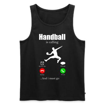 Handball sport coup de saut handball féminin hobby - Débardeur bio Premium Homme - noir - Devant - Michal (187cm)