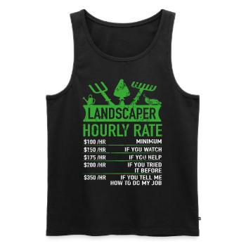 Landscape Gardener - Gardener Hourly Wage Lustig - Men's Premium Organic Tank Top - black - Front - AI Model Male 178 light (178cm)
