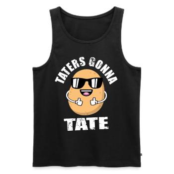 Taters Gonna Tate - Lustige Kartoffel mit Brille - Männer Premium Bio Tank Top - Schwarz - Vorne - Michal (187cm)