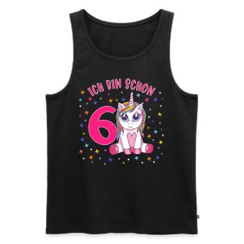 ich bin schon 6 Einhorn Geburtstag Kind Mädchen - Männer Premium Bio Tank Top - Schwarz - Vorne - Michal (187cm)