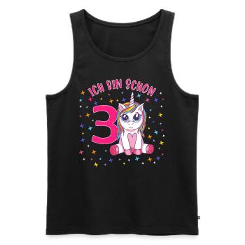 ich bin schon 3 Einhorn Geburtstag Kind Mädchen - Männer Premium Bio Tank Top - Schwarz - Vorne - Michal (187cm)