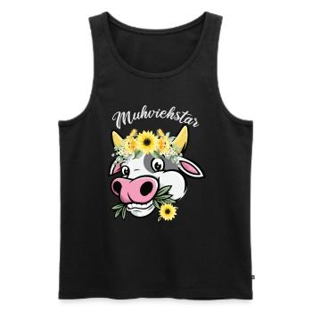 MUHVIEHSTAR Landwirtshaft Bäuerin Kühe Geschenk - Männer Premium Bio Tank Top - Schwarz - Vorne - Michal (187cm)