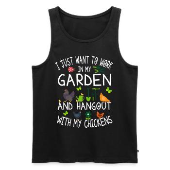 Jardinier poulet - I Just Want To Work In My Garden - Débardeur bio Premium Homme - noir - Devant - Michal (187cm)