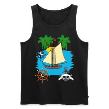 Sailboat Seaing Caribbean South Sea Sailor Sailing - Men's Premium Organic Tank Top - black - Front - Michal (187cm)
