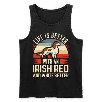 Irish Red and White Setter propriétaire de chien propriétaire - Débardeur bio Premium Homme - noir - Devant - AI Model Male 178 light (178cm)