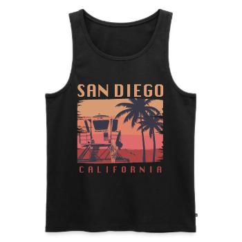 San Diego California Surfing - Men's Premium Organic Tank Top - black - Front - AI Model Male 178 light (178cm)