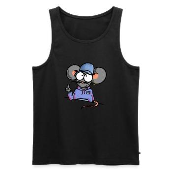 Maus zeigt Mittelfinger - Männer Premium Bio Tank Top - Schwarz - Vorne - AI Model Male 178 light (178cm)
