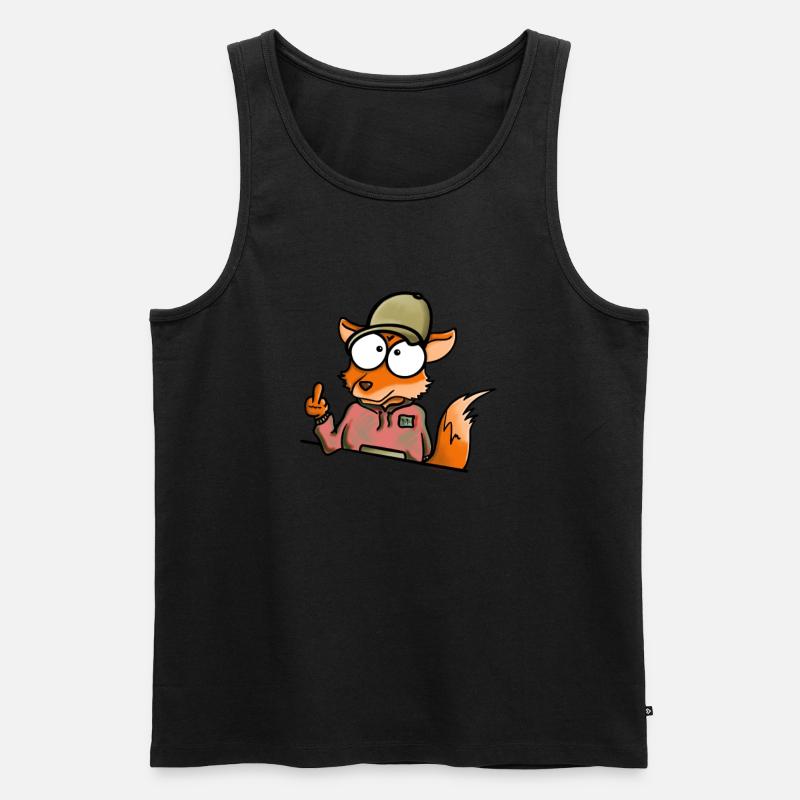 Fuchs mit Cap Mittelfinger - Männer Premium Bio Tank Top - Schwarz