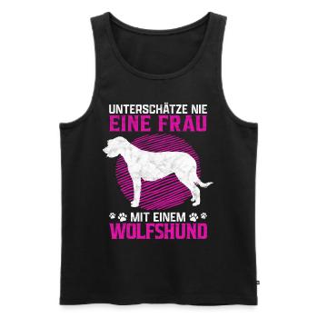 Frau mit Irischer Wolfshund Windhund Spruch - Männer Premium Bio Tank Top - Schwarz - Vorne - Michal (187cm)