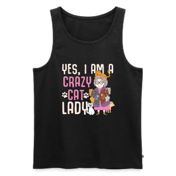 Yes, I am a crazy cat lady and my husband a crazy - Débardeur bio Premium Homme - noir - Devant - Michal (187cm)