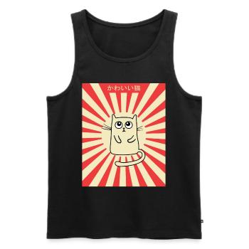 Kawaii Neko Cat Sweet Japan Sun Kanji - Men's Premium Organic Tank Top - black - Front - Michal (187cm)