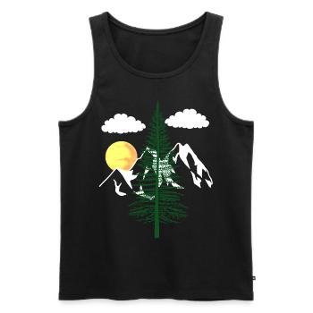 nature nature nature montagne arbres amoureux de la nature écologie - Débardeur bio Premium Homme - noir - Devant - AI Model Male 178 light (178cm)